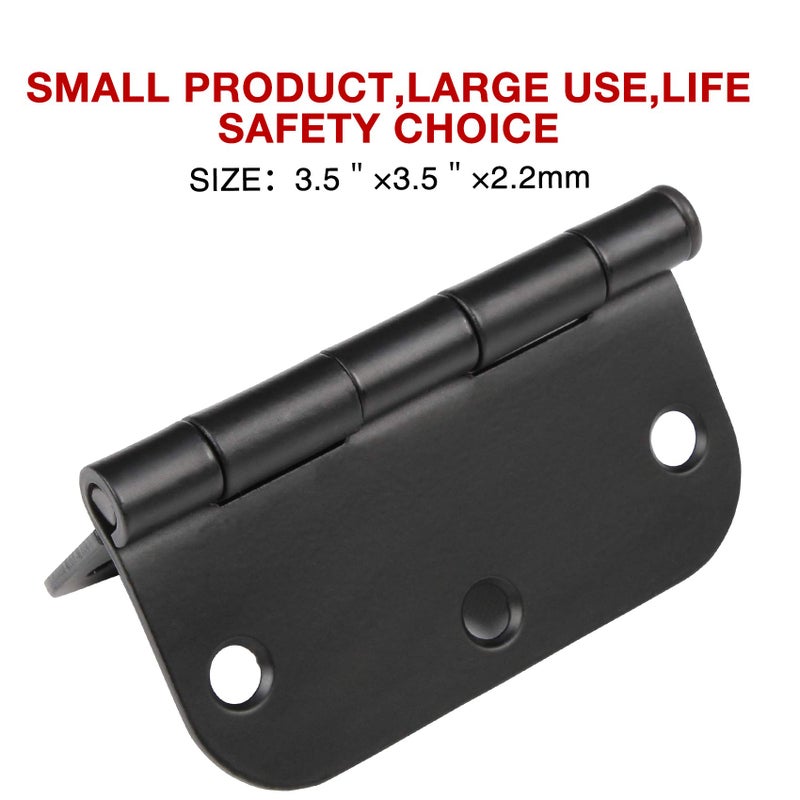 TDCHINGES 18 Pack Matte Black Door Hinges 3.5 x 3.5 Inch Interior 3 1/2 Inch Door Hinges for Doors Rounded 5/8"" Radius Corners Flat Iron Hinge 3 ""x 3 "" Door Hardware Controls - Image 2